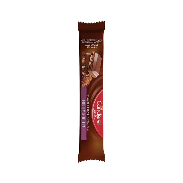 Canderel No Added Sugar Fruity and Nutty Milk Chocolate Bar with Raisins and Almonds