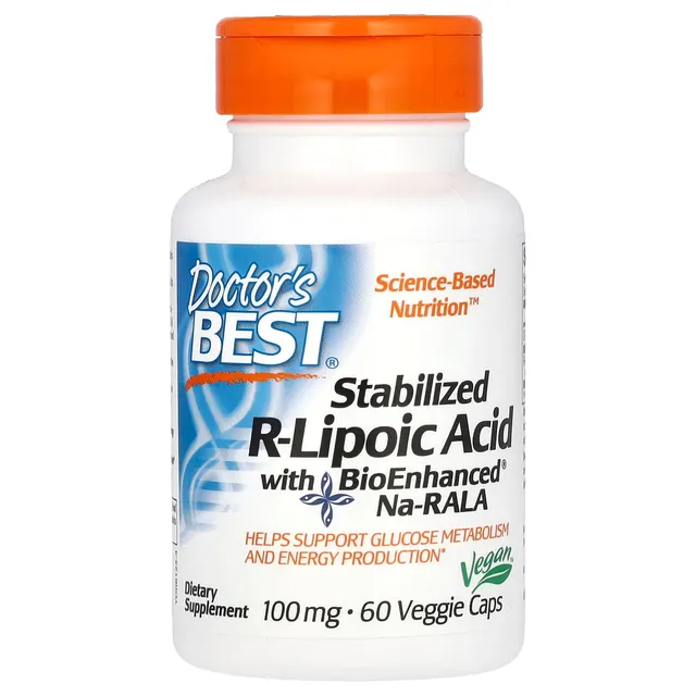 doctor's best Stabilized R-Lipoic Acid BioEnhanced Na-RALA (100mg) 60 Capsules