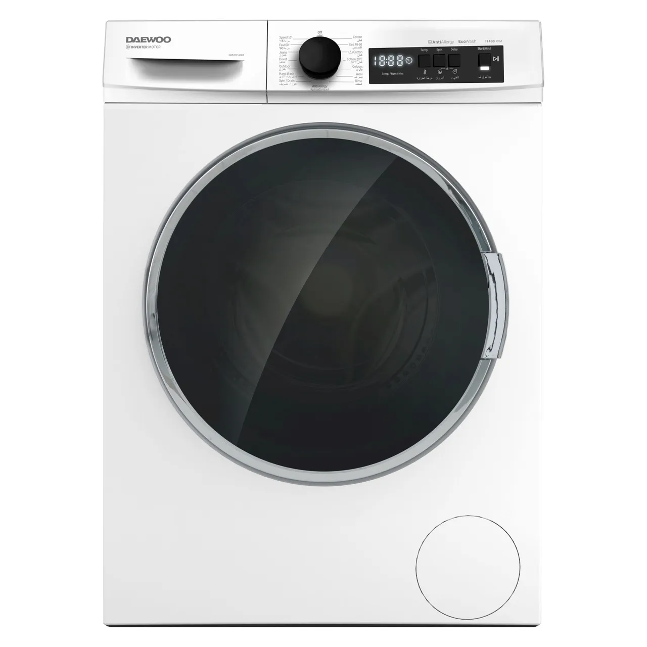 Daewoo غسالة تحميل أمامي DWD-9W1412IT بيضاء