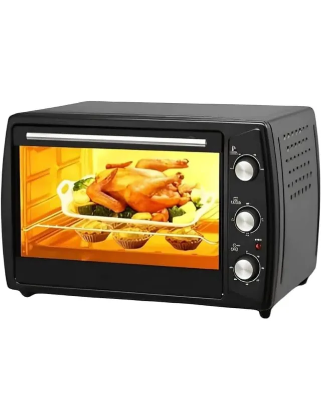 Dealio Electric Oven with 3 Temperature Control Knob Function with 2200W Toaster Oven with Grill, Bake, Roast, Pizza Function & Fry Pan, Large Capacity for Home Kitchen