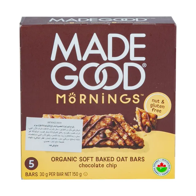 Made Good Mornings Organic Soft Baked Chocolate Chip Oat Bars