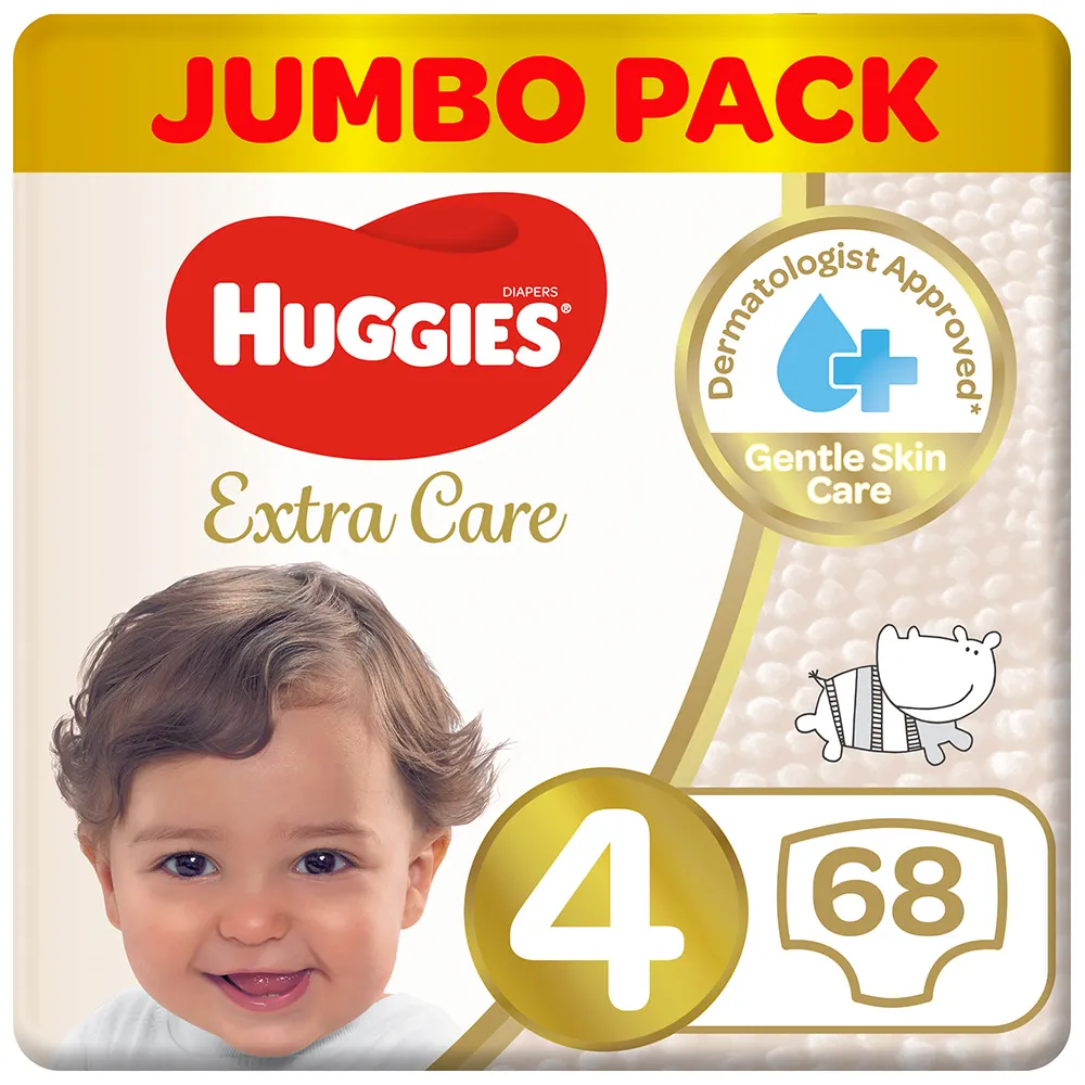 Huggies حفاضات عناية فائقة مقاس 4 عبوة جامبو (8-) - 68 pcs
