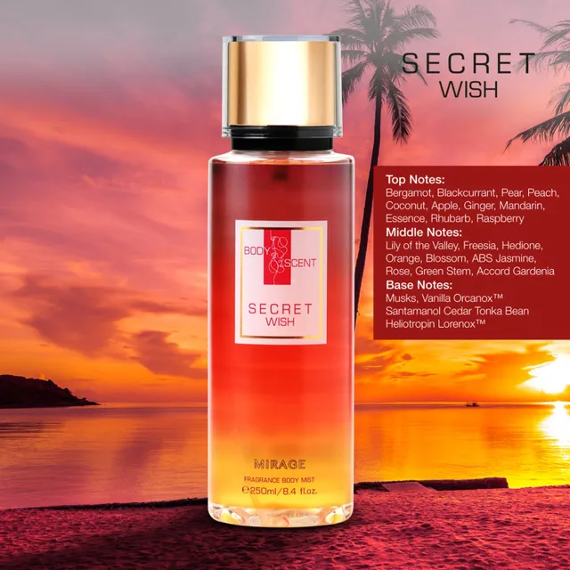 Body Scent Mirage Fragrance Body Mist for Women, Secret Wish
