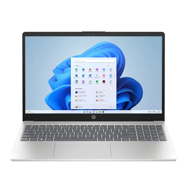 HP Notebook Laptop, Intel Core 5 120U, 16GB RAM, 512GB SSD, 15.6-Inch FHD IPS, Intel Graphics Card, Windows 11 Home, Natural Silver, 15-FD0311NE with Bundle