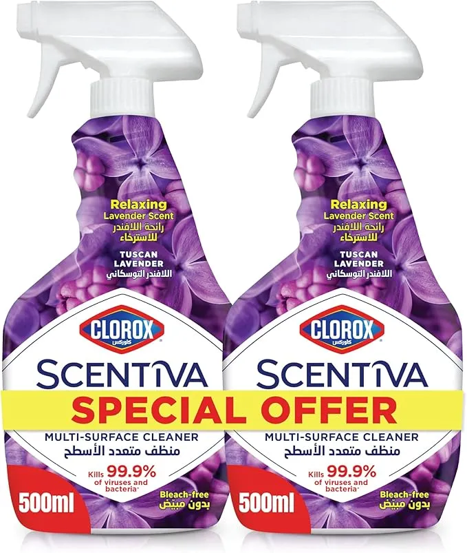 Clorox Scentiva منظف بخاخ متعدد الأسطح برائحة اللافندر التوسكاني –