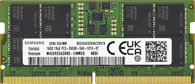 Samsung 16GB DDR5 5600MHz PC5-44800 CL46 SODIMM 1RX8 Single Rank 1.1V 262-PIN Laptop RAM Memory
