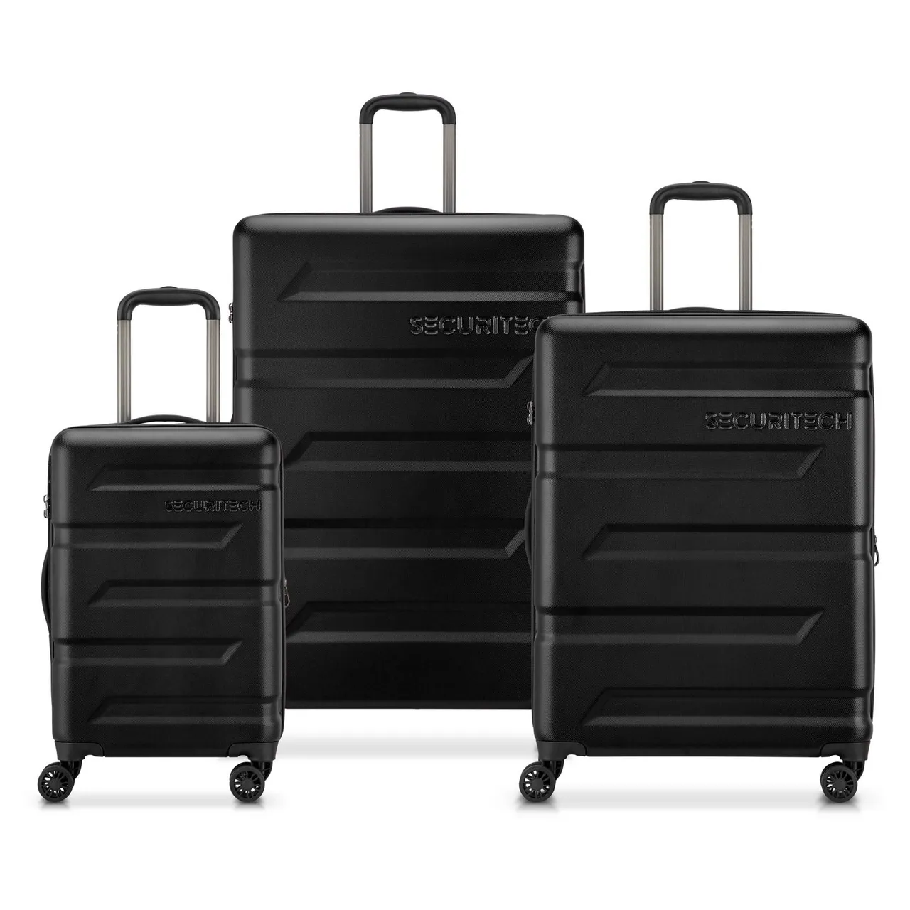 Delsey Securitech Slash طقم حقائب سفر بهيكل صلب بعجلات دوارة أسود 3 PCS