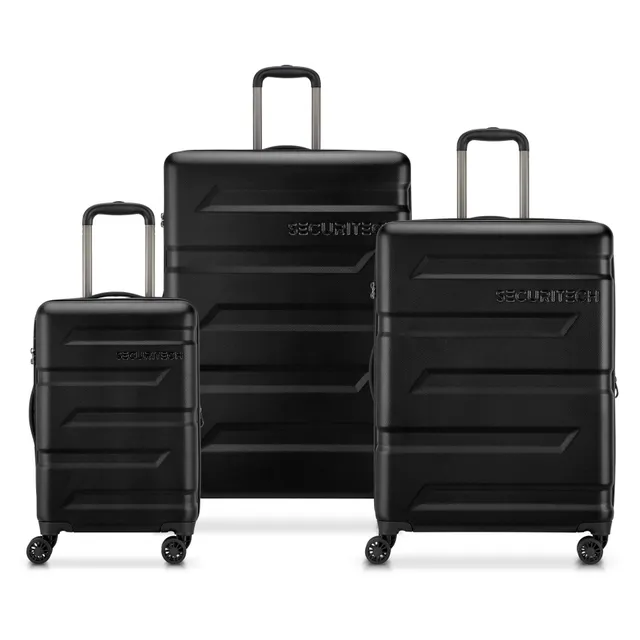 Delsey Securitech Slash Hardside Spinner Luggage Set, Black, 3 PCS
