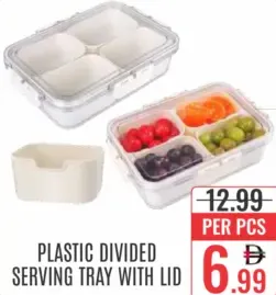 Plastic Divided Serving Tray With Lid
