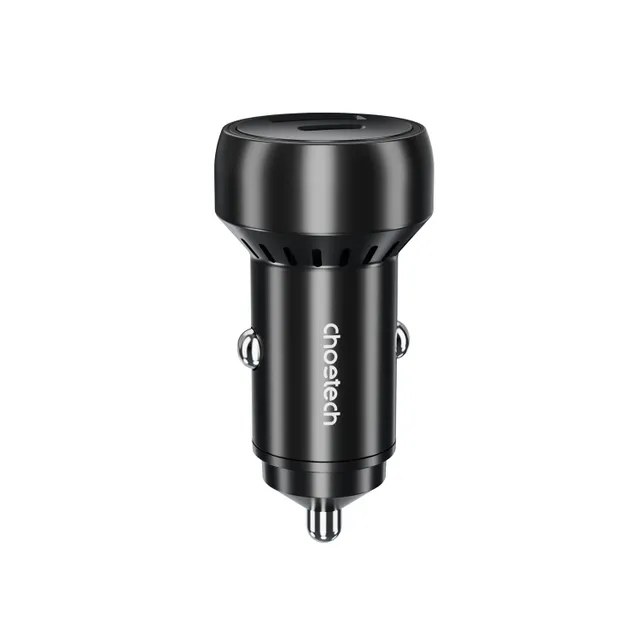 Choetech 60W Dual-Port USB-C and USB-A Car Charger, Black, TC0014