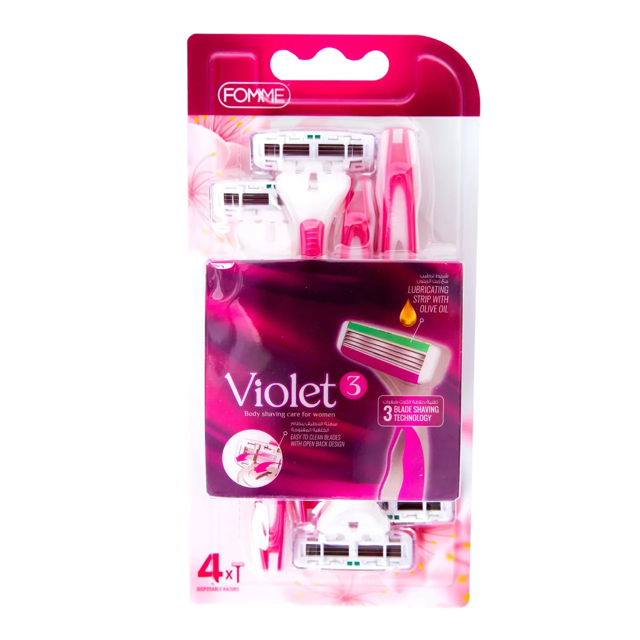 LuLu PL شفرات حلاقة نسائية للجسم Fomme Violet ذات 3 شفرات، 4 pcs