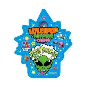 Alien'S Sour مصاصة بنكهة التوت المشكل الحامضة مع حلوى فرقعة Alien's