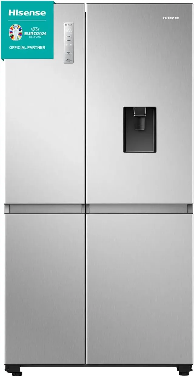 Hisense Side by Side Refrigerator Two Door Fridge, Non plumbed Water Dispenser, Dual Temp Control Zone, Durable Inverter, RS3N668SMI3, Silver, 1 Year Full & 5 Years Compressor Warranty