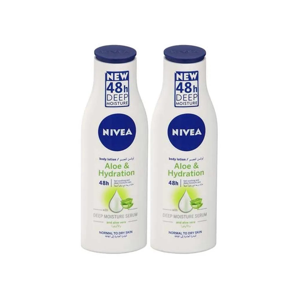Nivea لوشن مرطب للجسم بالألوة والترطيب للبشرة العادية إلى الجافة عبوة قيمة