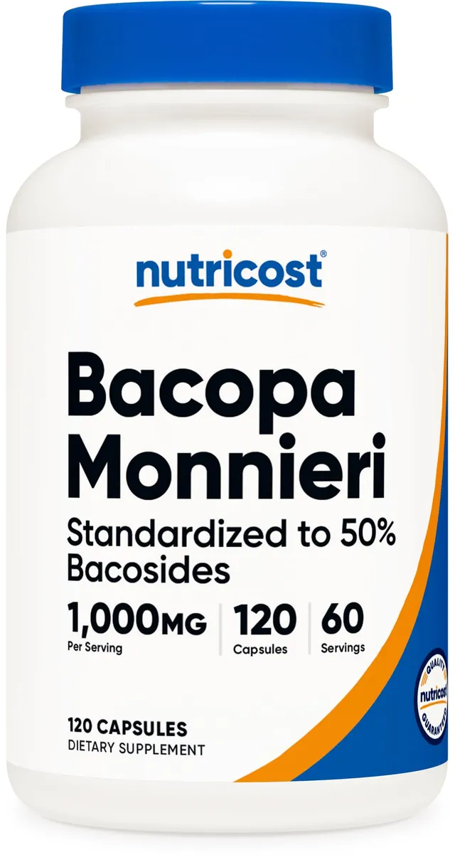 Nutricost Bacopa Monnieri 1,000mg, 120 Capsules (60 Servings- Non-GMO, Gluten Free, and Vegetarian Friendly