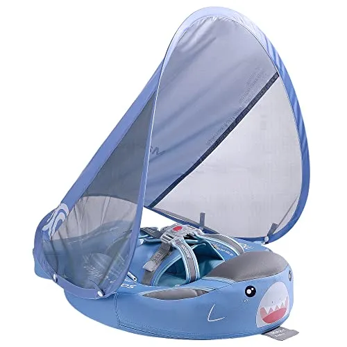 Heccei عوامة سباحة للأطفال Mambobaby مع مظلة Baby Shark بذيل إصدار جديد مطور غير قابلة للنفخ صلبة بخامة قماش ناعمة على البشرة إصدار خاص