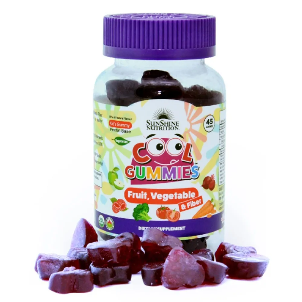 Sunshine Nutrition حلوى جيلاتينية Cool بالفواكه والخضار والألياف 45 pcs