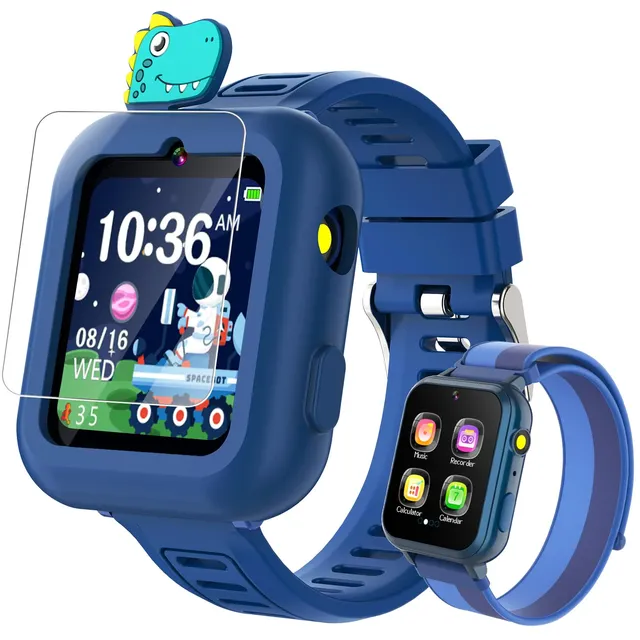 dolwenqi Smart Watch for Kids Boys Gift Age 3-12 with 39 Games Camera Video Alarm Clock Music Pedometer Flashlight 12/24 hr HD Touch Screen Kids Watch Birthday Toys for Boys Ages 4 5 6 7 8 9 10(Blue