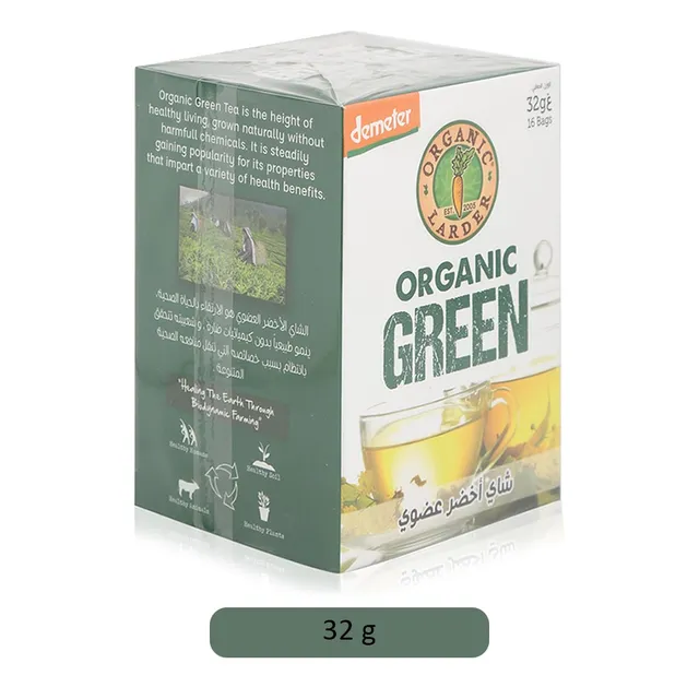 Organic Larder Green Tea Bags - 16 Pieces