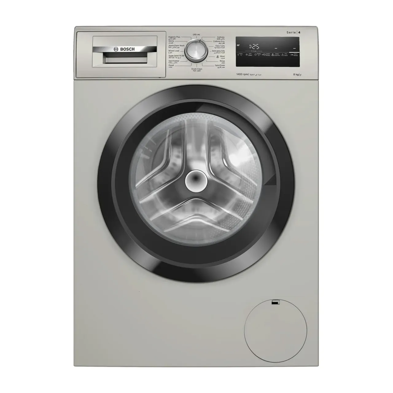 Bosch غسالة بتحميل أمامي، 1400 RPM، فضي إينوكس، WAN28283GC