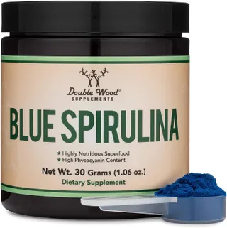 Double Wood Supplements Blue Spirulina Powder, Maximum 35% Phycocyanin Content, Superfood Powder from Blue-Green Algae, Mixes into Smoothies and Protein Drinks