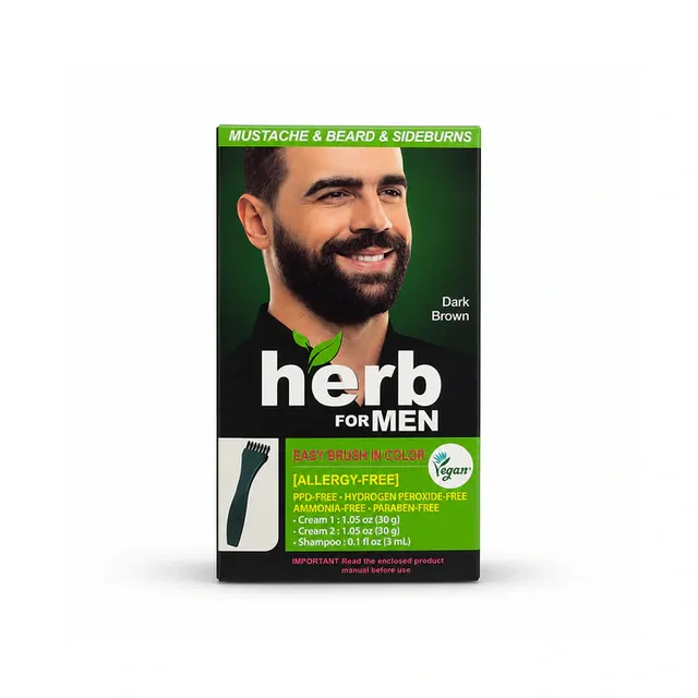 herb for men Mustache & Beard & Sideburns Dark Brown Color