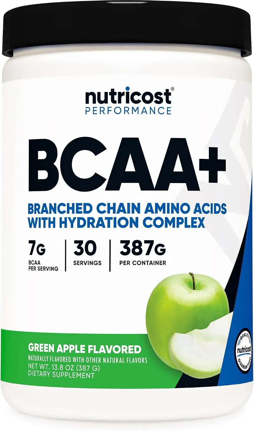 Nutricost مسحوق BCAA مع الترطيب بنكهة التفاح الأخضر (Green Apple) 30 حصة مع أحماض أمينية متفرعة السلسلة ومركب ترطيب خال من الغلوتين وغير معدل وراثيا