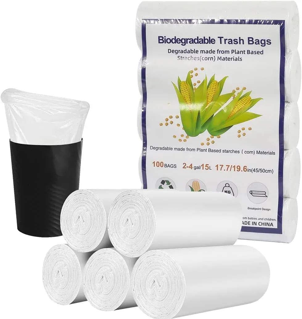 majibao أكياس قمامة 2-4 Gallon قابلة للتحلل مقاومة للتمزق والتسرب للمكتب والمطبخ والحمام وغرفة النوم 100 Count