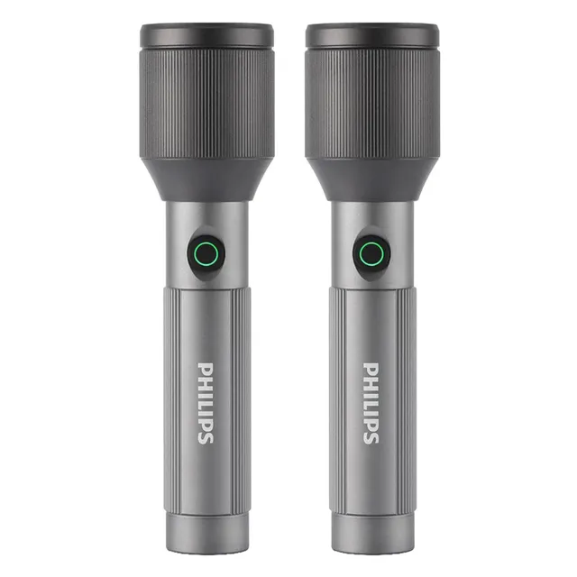 Philips Aircraft Aluminium Alloy Zoom LED Rechargeable Flashlight, 1000 lumens, 2 pcs, SFL2142C2/56