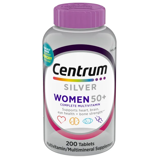 Centrum Silver Womens Multivitamin for Women 50 Plus MultivitaminMultimineral Supplement with Vitamin D3 B Vitamins NonGMO Ingredients Supports Memory and Cognition in Older Adults 200 Ct