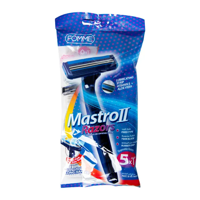 LuLu PL Fomme Mastro 2 Rubber Grip Long Handle Disposable Razors 5 pcs