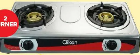 Clikon Stainless Steel Gas Burner CK2144, 2 Burner