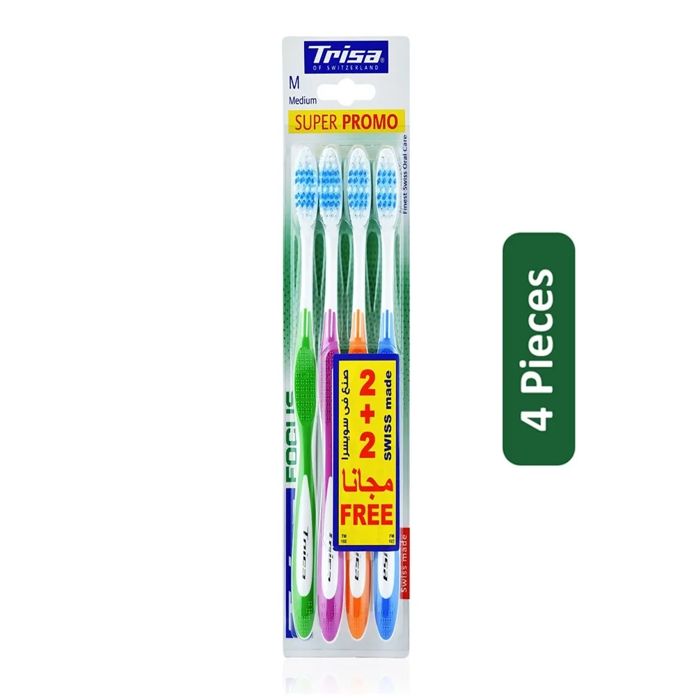 Trisa فرشاة أسنان Focus Pro Clean متوسطة - 4 Pcs