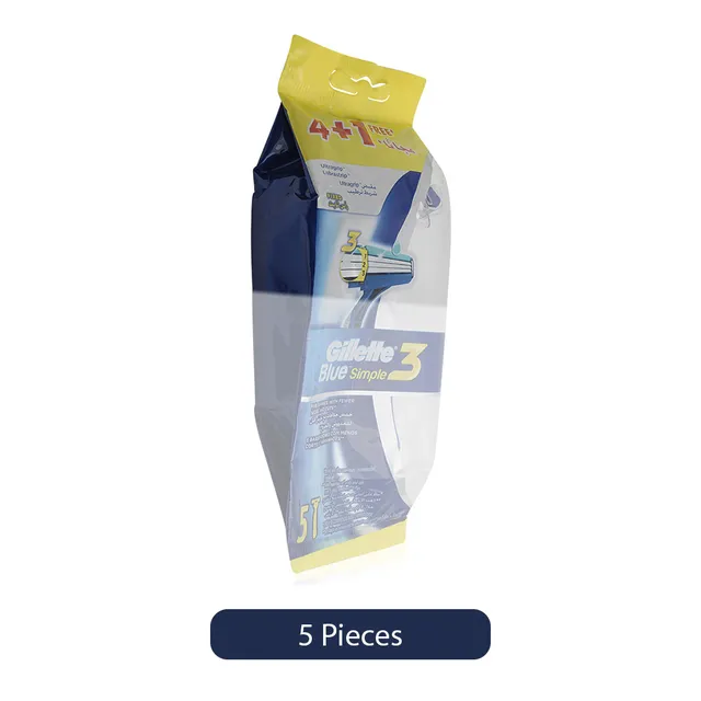 Gillette Blue Simple 3 Mens Disposable Razors - 5 Pcs