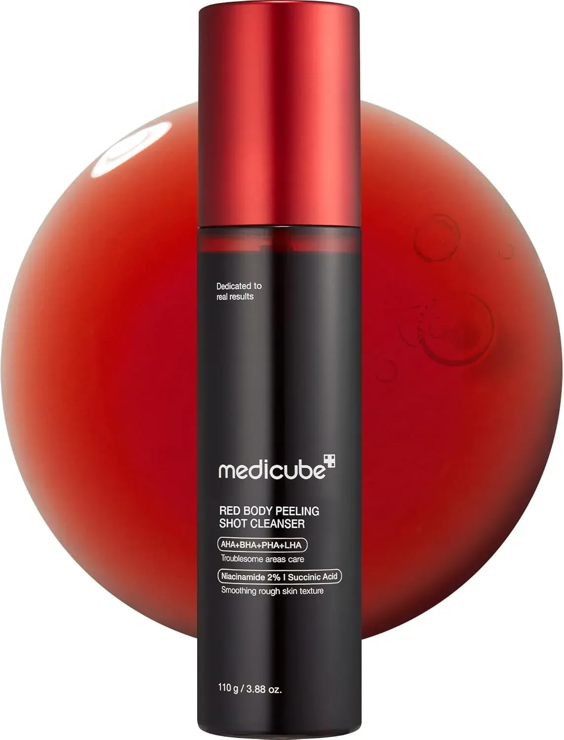 medicube مقشر الجسم الأحمر، منظف بخاخ للجسم لبشرة الفراولة بـ AHA + BHA + حمض السكسينيك، مقشر، 3.88 oz.