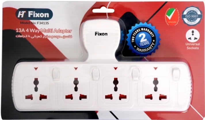 Fixon وصلة كهربائية متعددة 4 مخارج - F3413S
