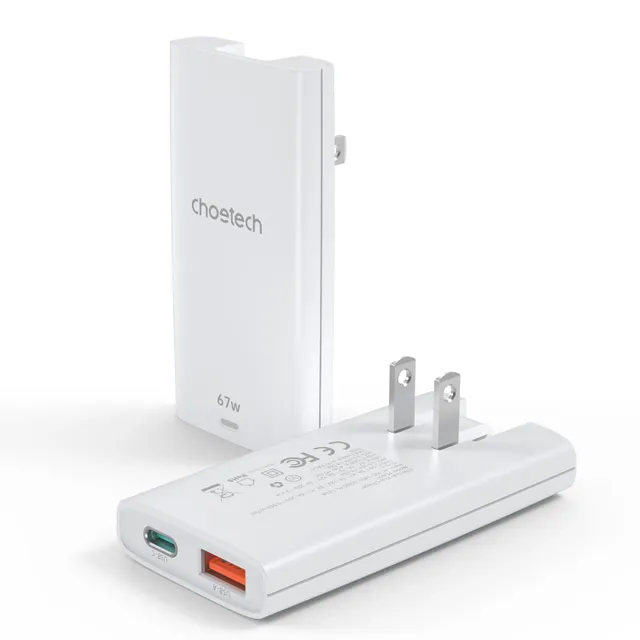 Choetech 67W GaN Dual-Port Wall Charger, White, PD6011