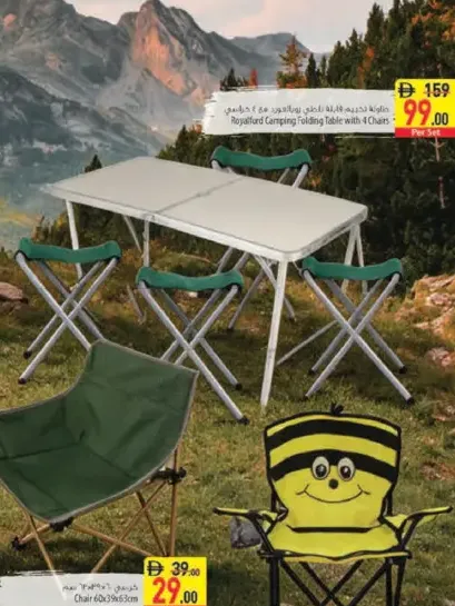 Royalford Camping Folding Table with 4 Chairs