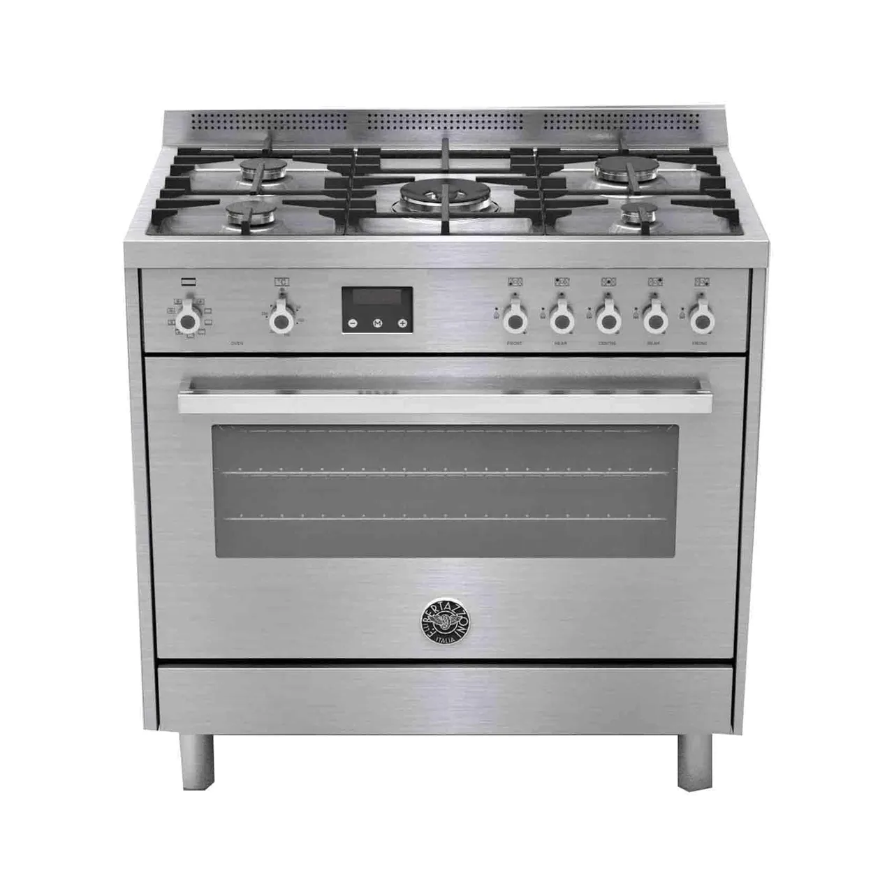 Bertazzoni فرن كهربائي وغاز متعدد الوظائف فضي PRO905MFELXE