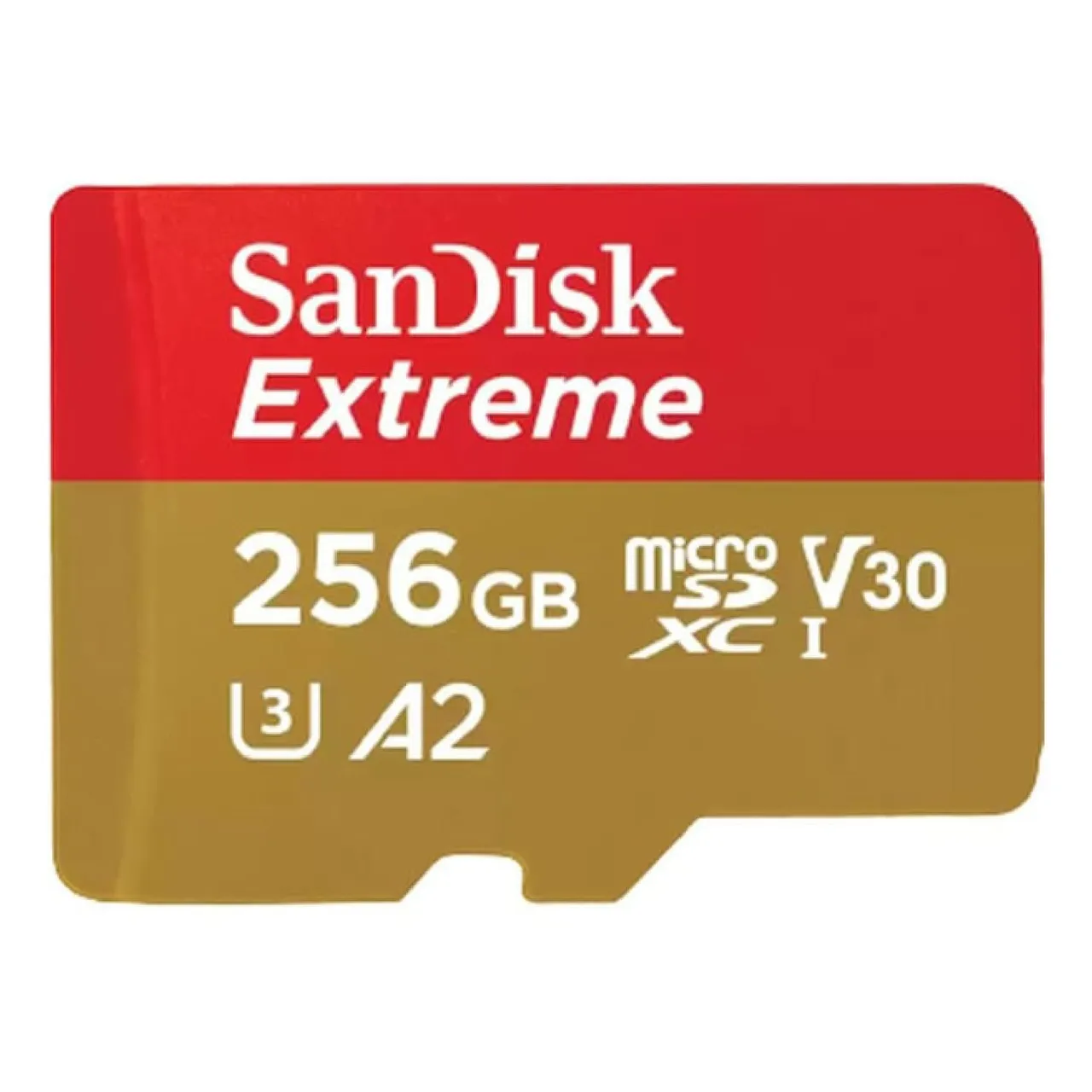 Sandisk بطاقة ذاكرة Extreme MicroSD UHS I بسعة 256GB، أحمر/بيج، SDSQXAV- -GN6MN