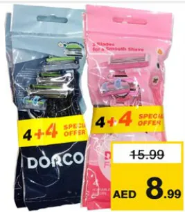 Dorco شفرات حلاقة للاستخدام مرة واحدة للرجال/النساء Pace3 Plus