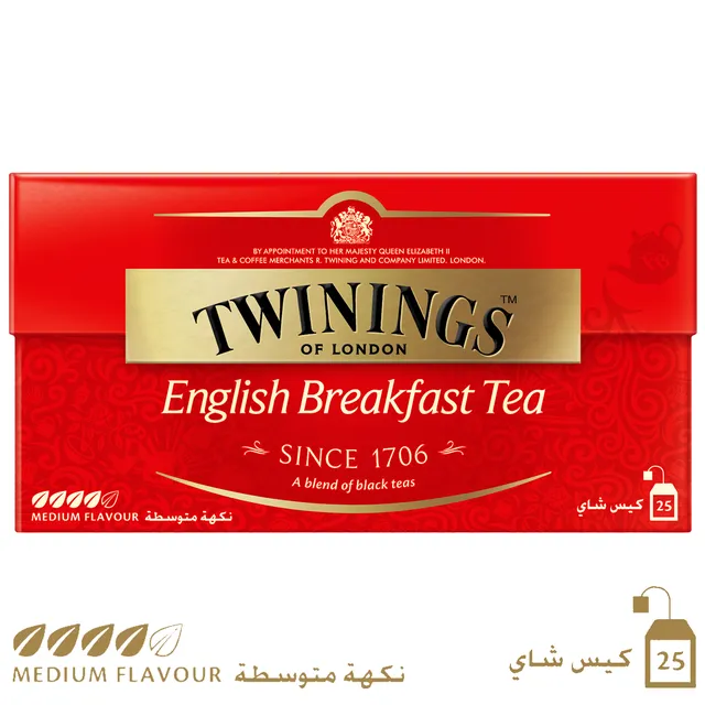 Twinings English Breakfast Tea Medium Flavor - 25 Bags