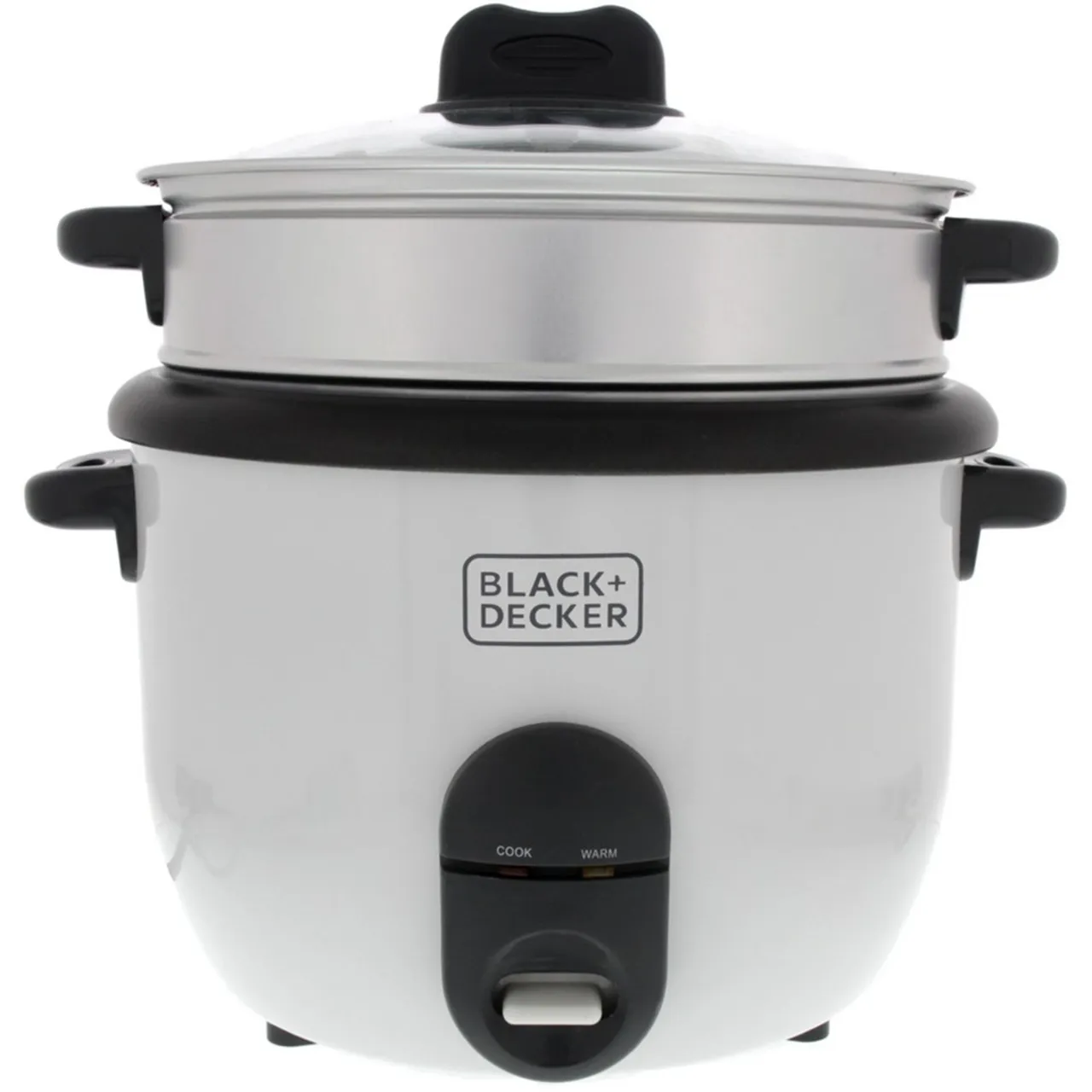 Black & Decker طباخ أرز 700W مع وعاء قابل للإزالة غير لاصق وصينية تبخير مع مؤشر مستوى الماء وغطاء زجاجي وملمس بارد لوجبات صحية سهل الاستخدام ضمان 2 سنوات RC1860-B5