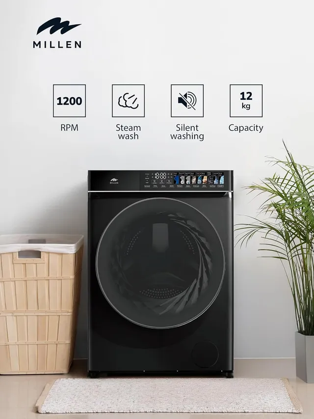 Millen Front Load Washing Machine – 3Y Warranty, Inverter Motor, Large Capacity, Smart & Powerful, МWM12012BLIDD