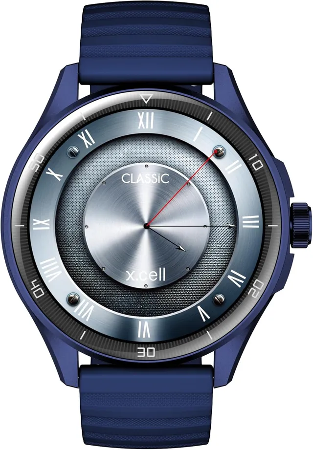 X.Cell Xcell Smart Watch Classic 6, 1.43 Inch AMOLED Display, Bluetooth Calling, IP68 Water Resistant, Heart Rate & SpO2 Monitoring, Blue