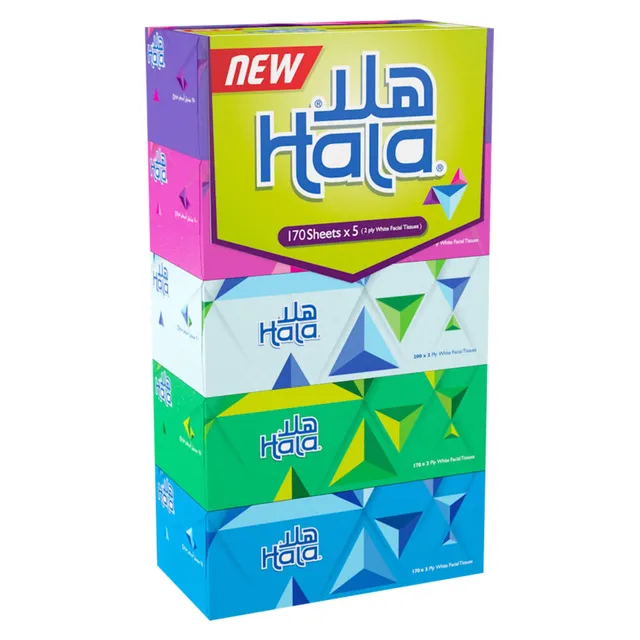 Hala Facial Tissues Box White 2 Ply 170 Sheet