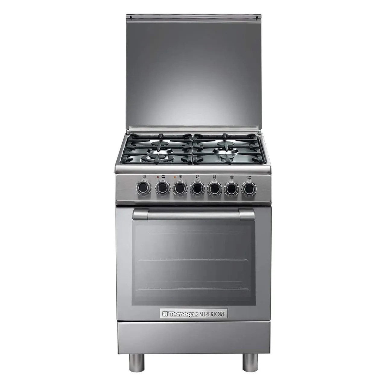 Tecnogas طباخ غاز Superiore 60cm بـ 4 شعلات N3X66G4VC فضي