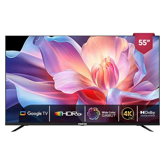 Nikai 55 Inch 4K Ultra HD Smart Google TV 2025, 4K HDR10+, 60 Hz, Game Master, Dolby Vision + Atmos, Hands Free Voice Control, Connectivity with Android & Apple devices, 55NIKGOOGLE