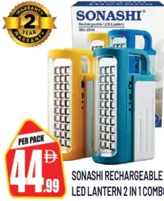 Sonashi Rechargeable Led Lantern 2 In 1 Combo