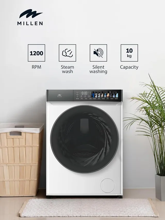 Millen Front Load Washing Machine – 3Y Warranty, Inverter Motor, Smart, Powerful & Efficient, МWM10012WID